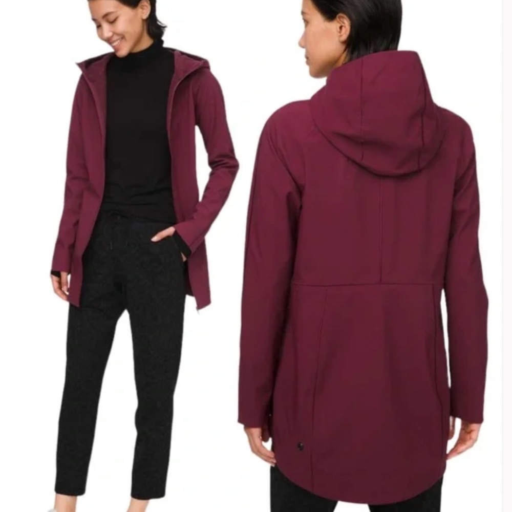 Lululemon Glyde Along Softshell Hooded Jacket Deep Ruby LIKE NEW - Picture 1 of 13